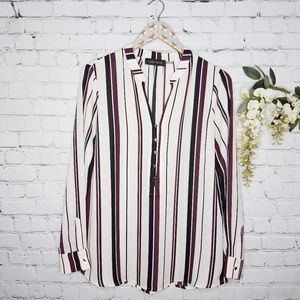 Ivanka Trump Striped Long Sleeve Blouse • M